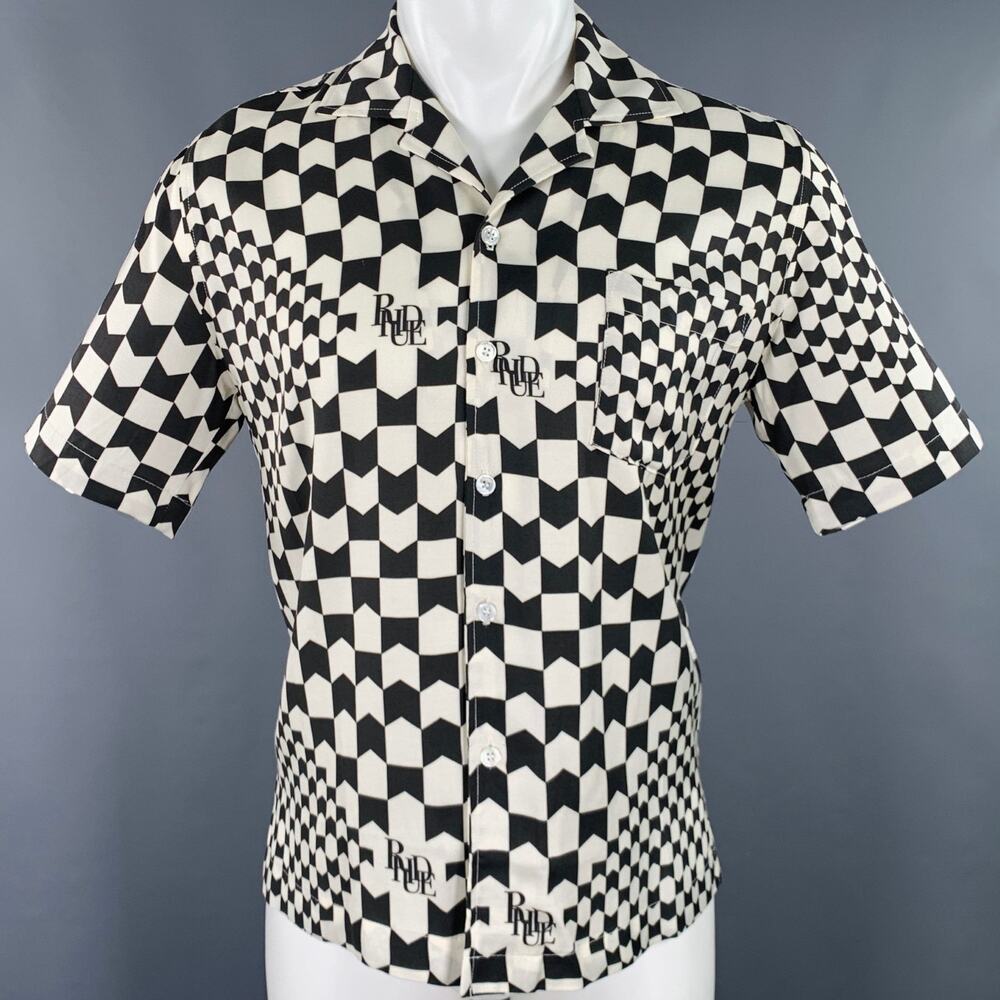 RHUDE AW22 Size XS Black White Tencel Short Sleeve Shirt